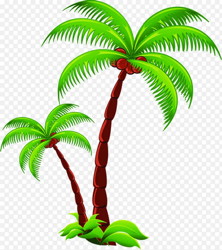 深棕卡通椰子树