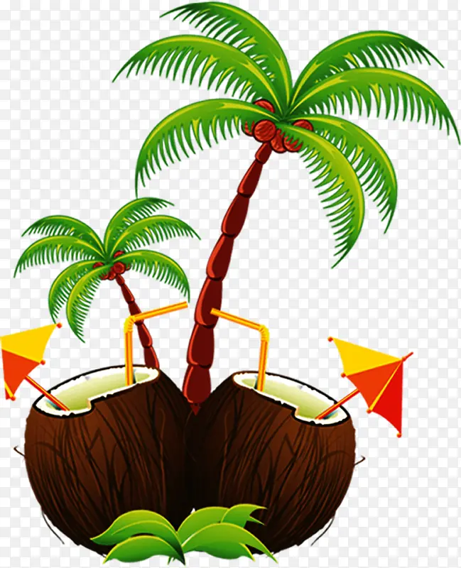 夏日椰子海报卡通椰子树