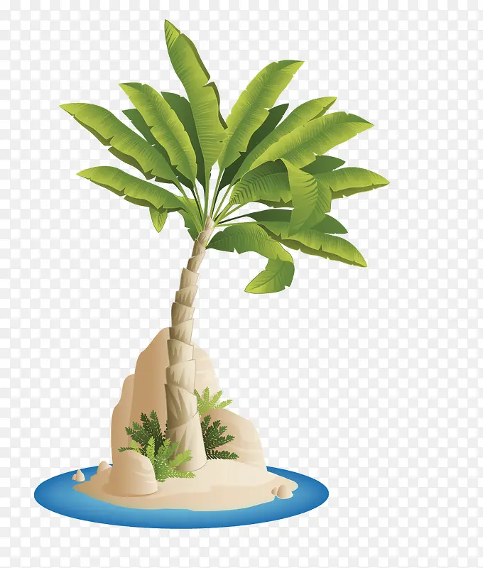 手绘热带椰子树矢量素材