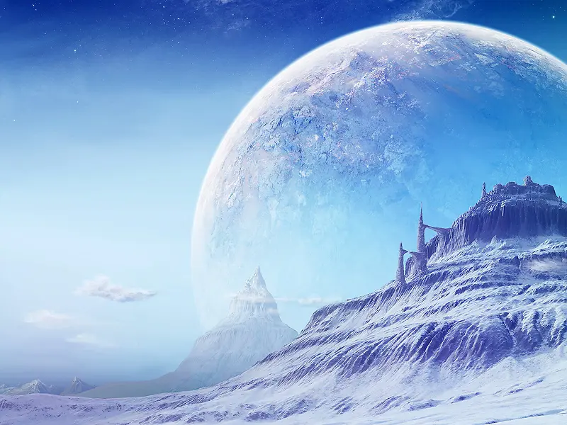 蓝色星球白色雪景