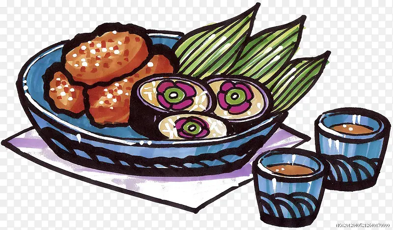 手绘寿司素材图片