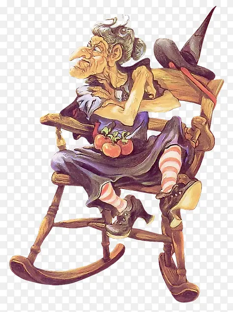万圣节坐在椅子上的老女巫