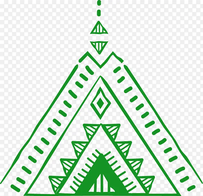 手绘绿色三角几何图案