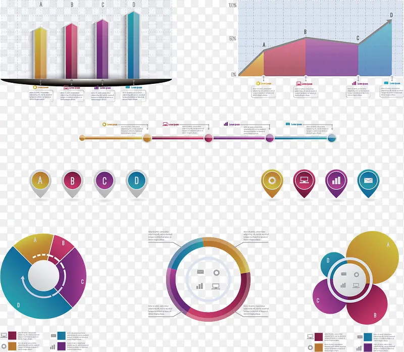矢量彩色几何图表