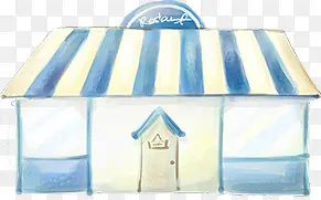 手绘蓝色条纹房屋