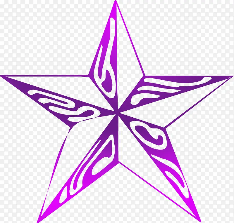 手绘紫色立体花纹星星
