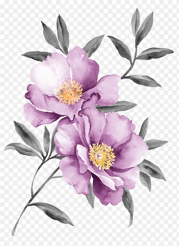 古典紫色手绘花