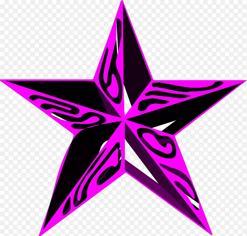 手绘黑紫色立体花纹星星