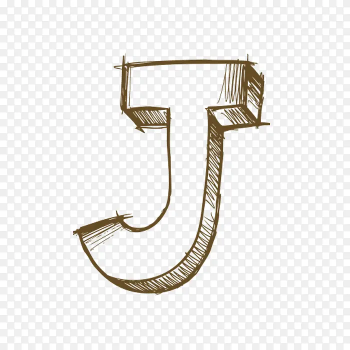 手绘字母J