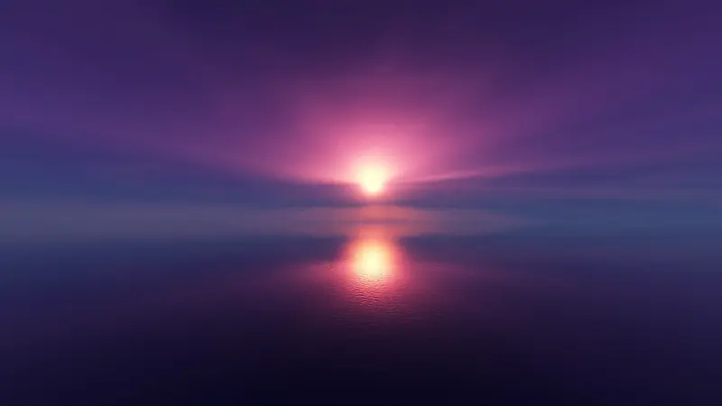 紫色梦幻阳光海面