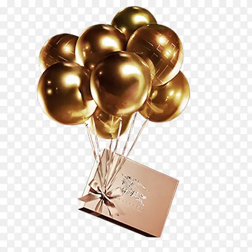 气球，金色，礼物，漂浮