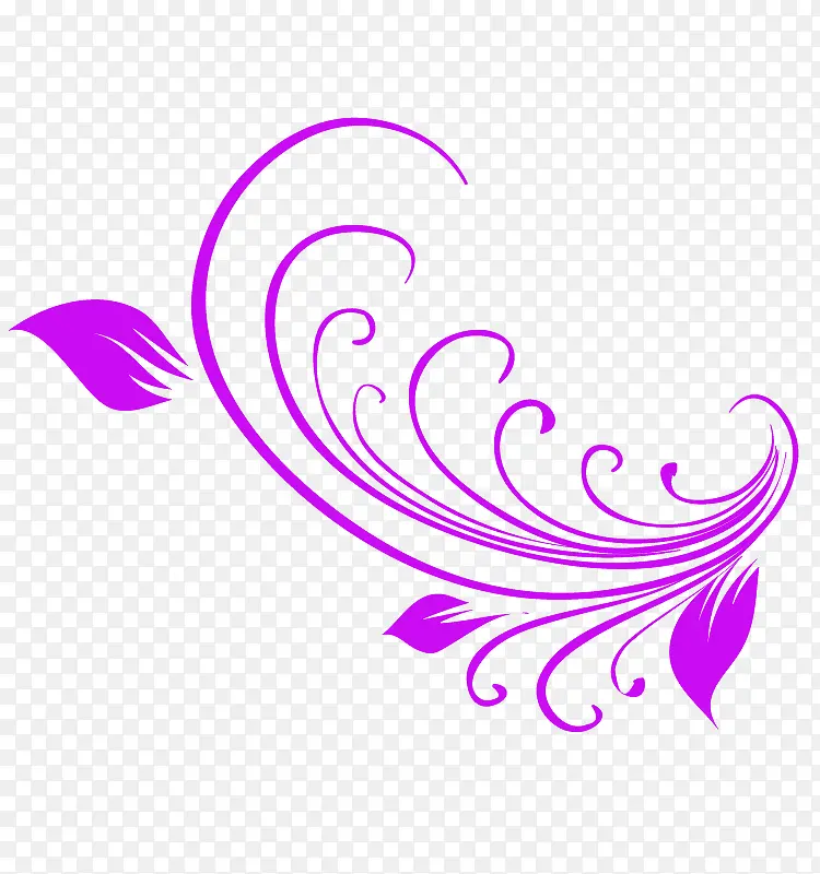 紫色手绘树叶装饰