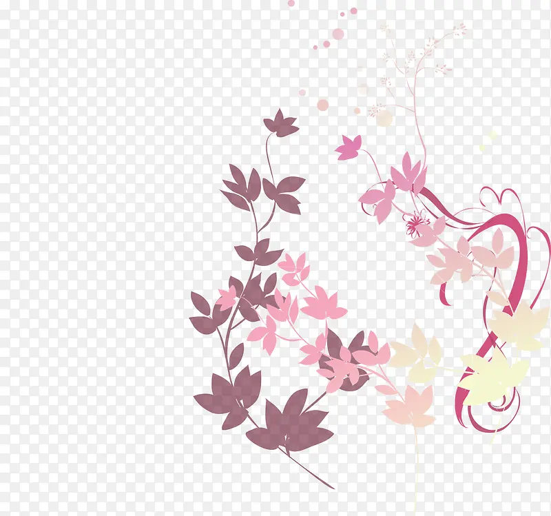 手绘中秋节彩色树叶