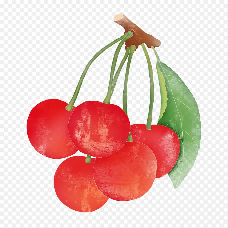 五个红色樱桃元素