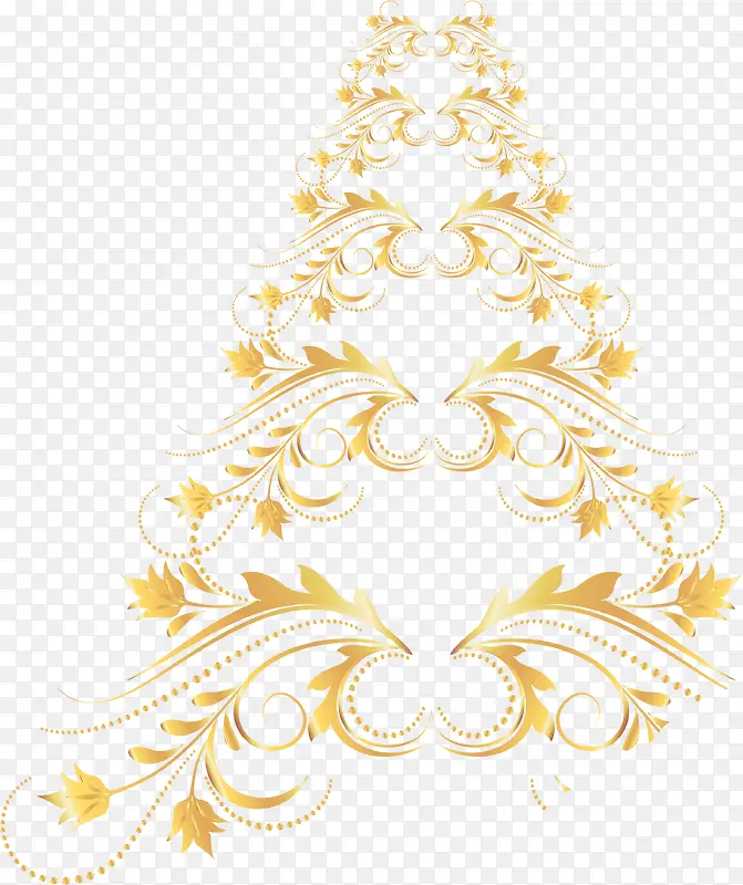 金色花纹圣诞树设计