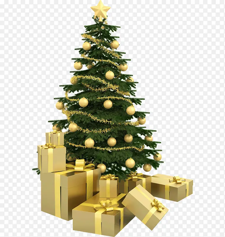 金色圣诞礼物圣诞树