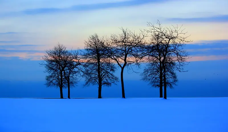 蓝色冬日唯美美景