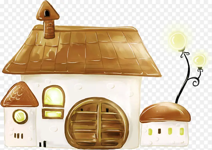 棕色漫画手绘房屋