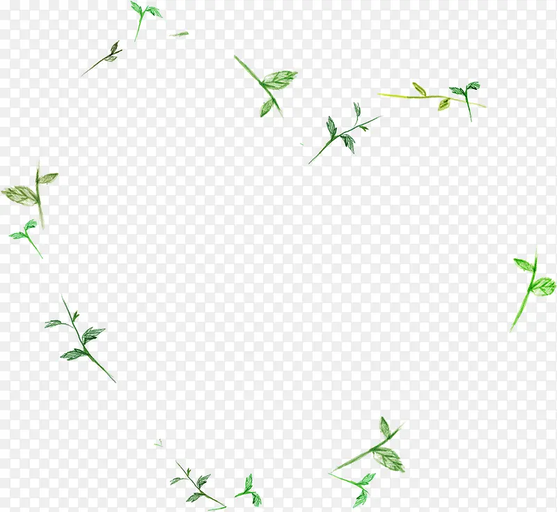 手绘绿色漫画植物装饰
