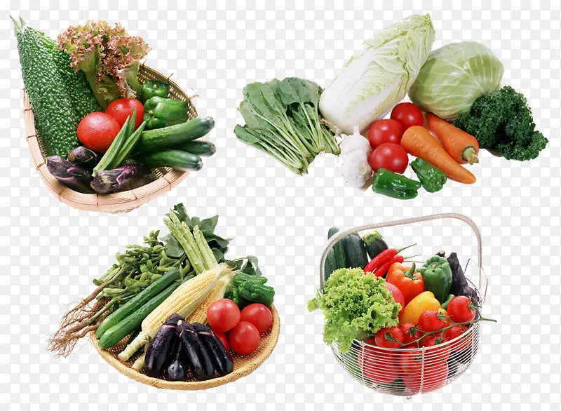 新鲜蔬菜堆放各式