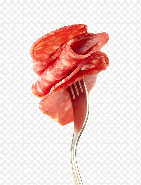 叉子培根红色营养肉类