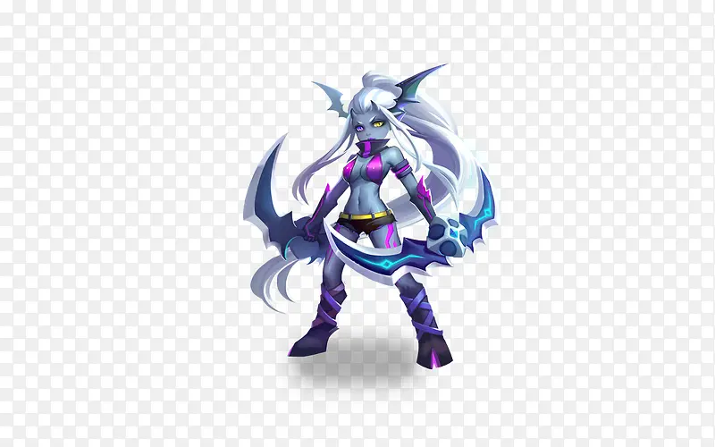 手绘蓝色武器女生插图