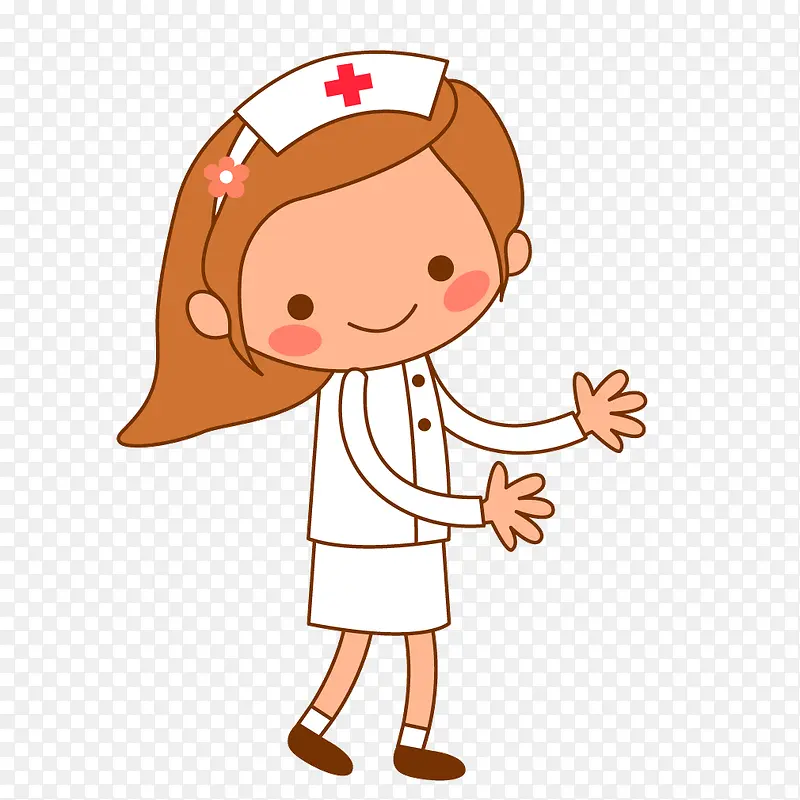 黄色卡通女生护士医疗