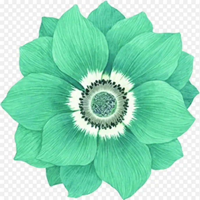 手绘卡通绿色花朵设计