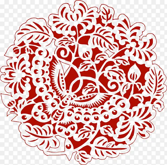 红色花朵传统纹样图案