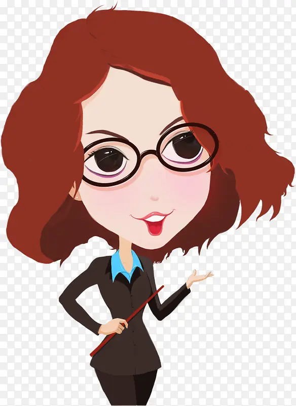 手绘带眼镜的女生