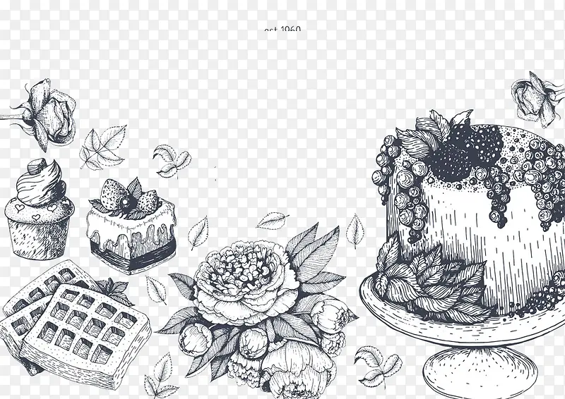 卡通松饼蛋糕美食插画