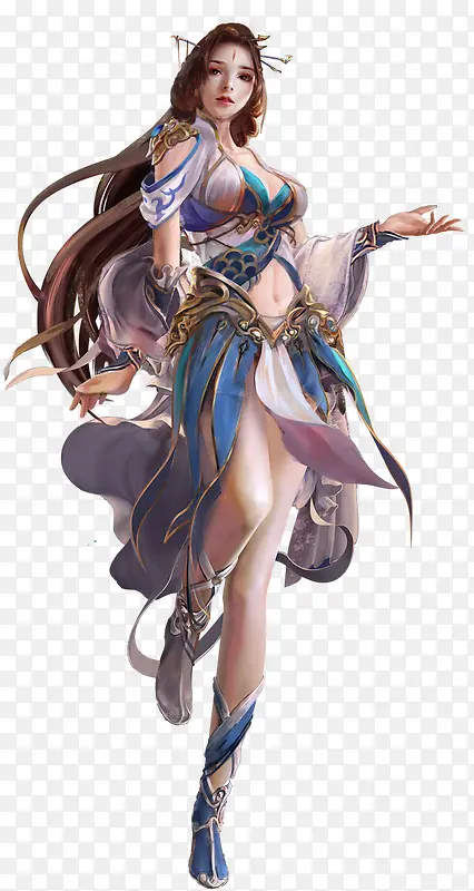 游戏人物性感长发女生素材