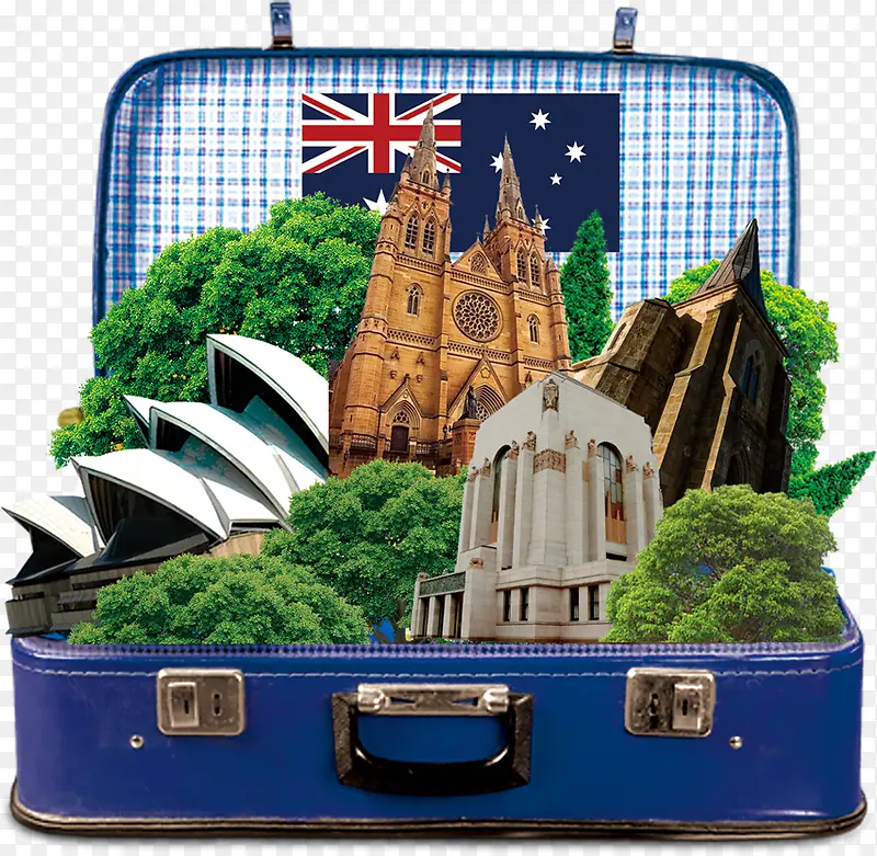 澳大利亚卡通景点行李箱