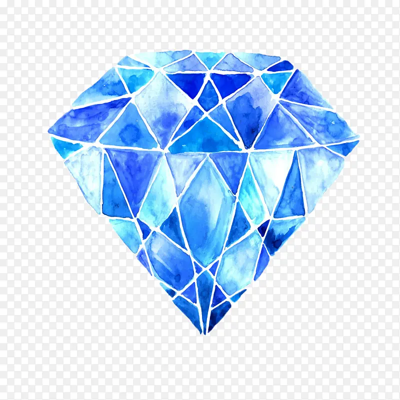 手绘蓝色钻石