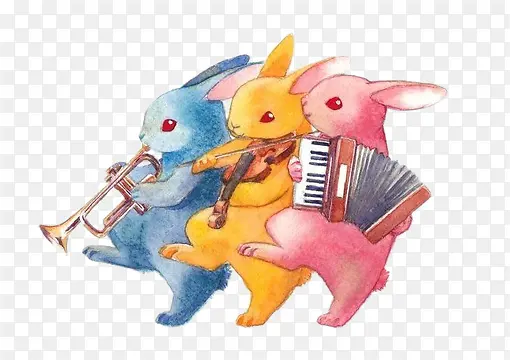卡通彩色兔子音乐