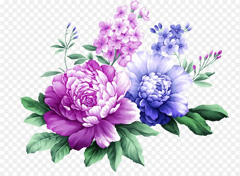 温馨彩色手绘花朵植物