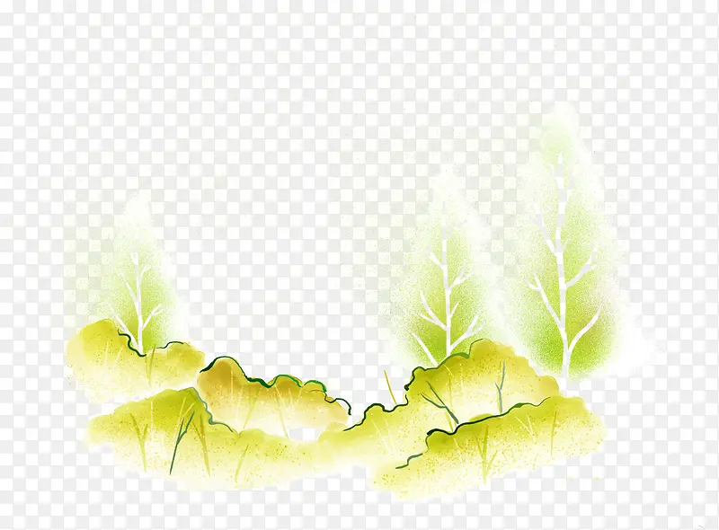 创意手绘水彩森林树木造型效果