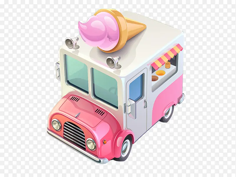 可爱手绘立体冰淇淋车