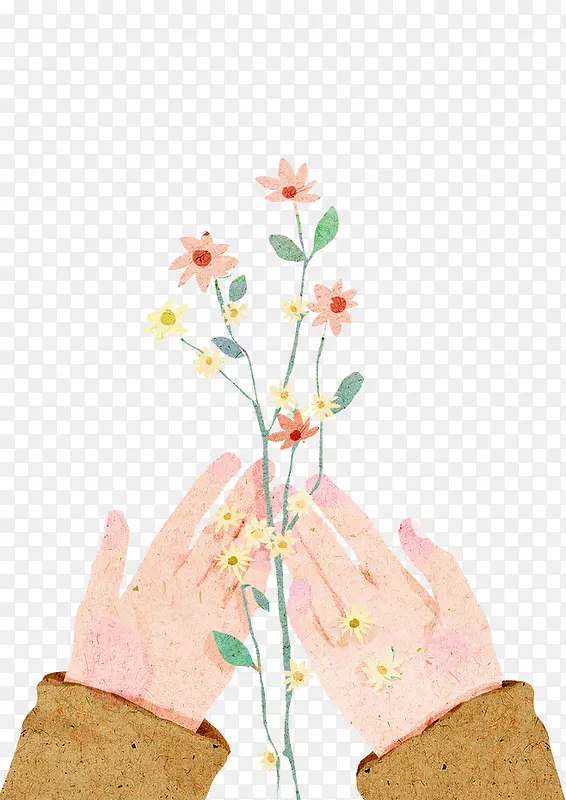 手与花卉