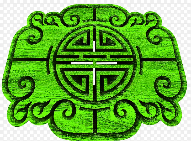 绿色手绘中式形状