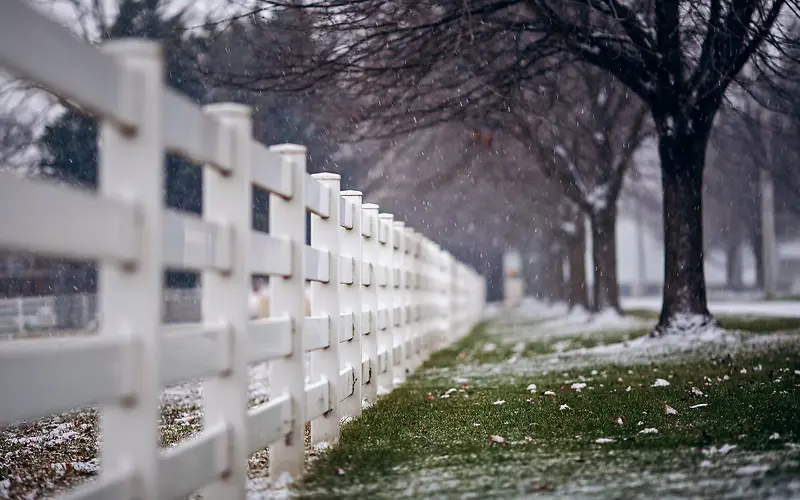 冬季白色栅栏枯树海报背景