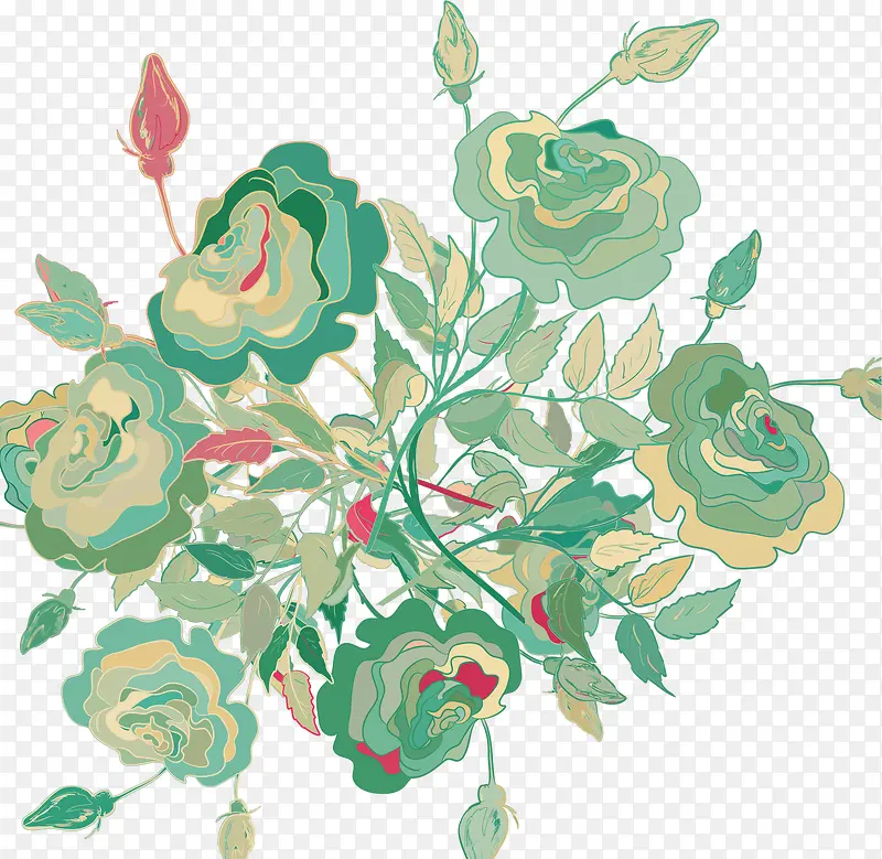 抽象绿色花朵图案