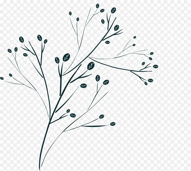 黑白线条树抽象图