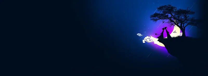 夜景鹊桥爱情背景banner