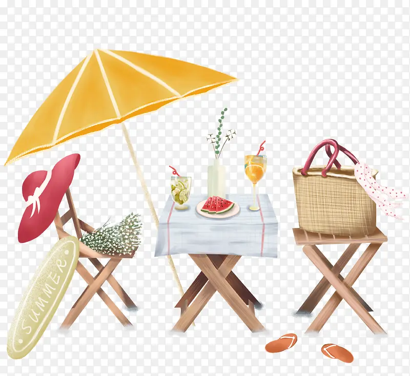 夏季伞素材桌子