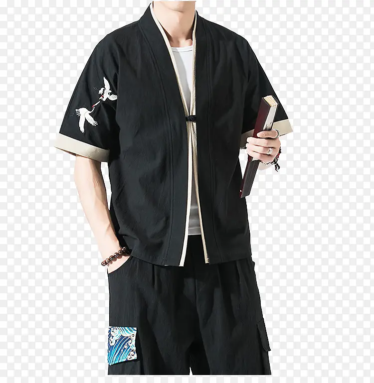 夏季中国风唐装男短袖衬衫复古风刺绣汉服