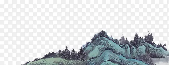 绿色水墨手绘山峰PNG图片素材下载_图片编号yvvebrpd-免抠素材网