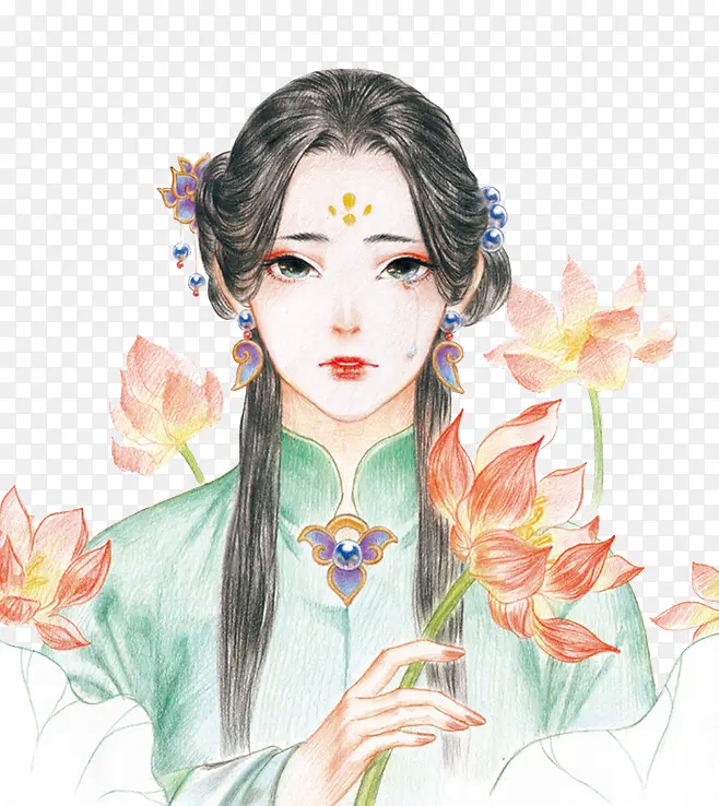 唯美手绘彩铅插画