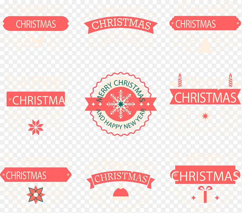 圣诞快乐标签矢量图