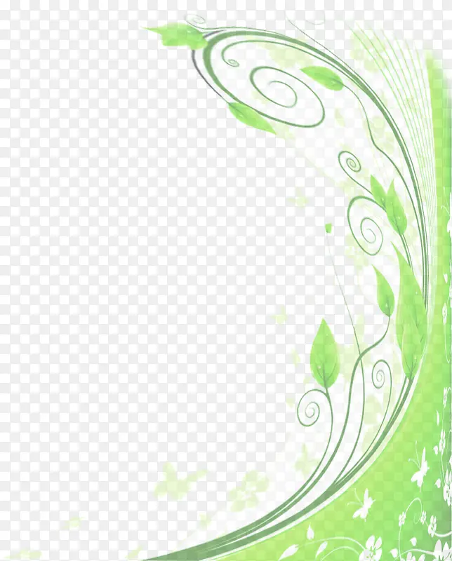 绿色线条树叶装饰